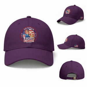 No Kings Fight Oligarchy Baseball Cap Woman's Girl Vintage America Flag TS11 Baseball Cap Universal Fit Purple Print Your Wear