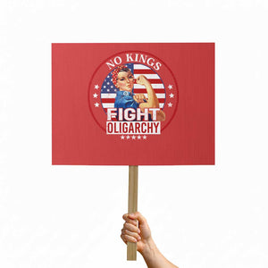 No Kings Fight Oligarchy Protest Sign Woman's Girl Vintage America Flag TS11 Horizontal 18" × 24" Red Print Your Wear