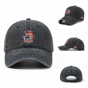 No Kings Fight Oligarchy Washed Cotton Baseball Cap Woman's Girl Vintage America Flag TS11 Washed Cap Universal Fit Dark Gray Print Your Wear