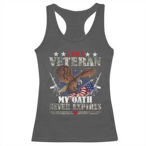 I Am A Veteran My Oath Never Expires Racerback Tank Top Veteran Day Eagle American Flag TS11 Dark Heather Print Your Wear