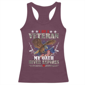 I Am A Veteran My Oath Never Expires Racerback Tank Top Veteran Day Eagle American Flag TS11 Maroon Print Your Wear