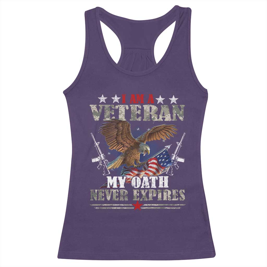 I Am A Veteran My Oath Never Expires Racerback Tank Top Veteran Day Eagle American Flag TS11 Purple Print Your Wear