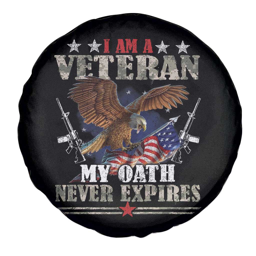 I Am A Veteran My Oath Never Expires Spare Tire Cover Veteran Day Eagle American Flag TS11 Print Your Wear