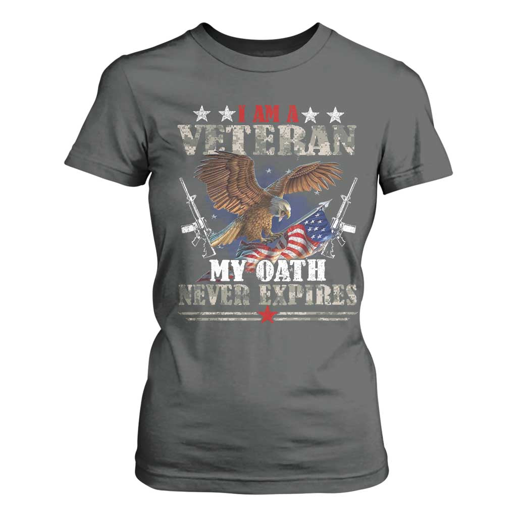 I Am A Veteran My Oath Never Expires T Shirt For Women Veteran Day Eagle American Flag TS11 Dark Heather Print Your Wear