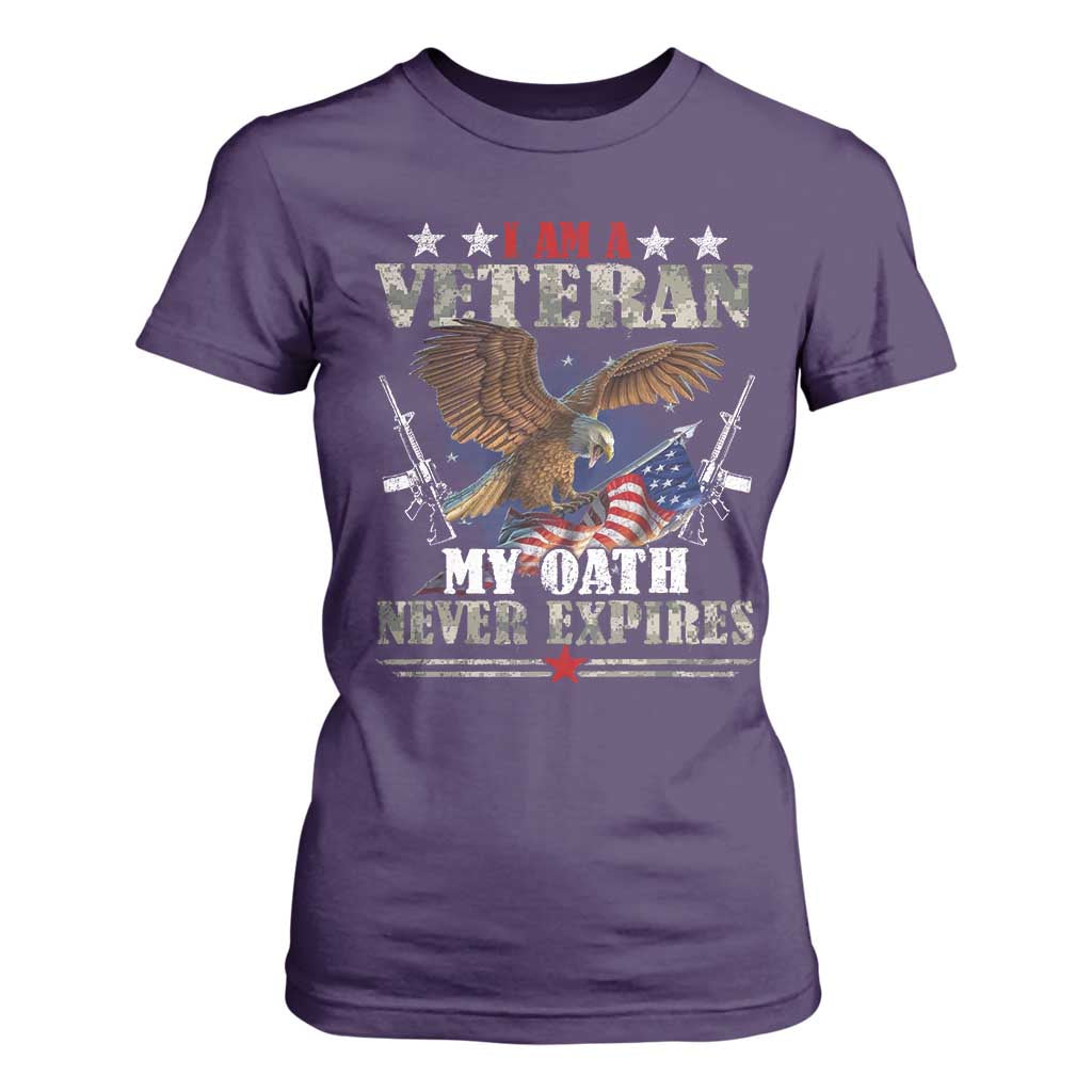 I Am A Veteran My Oath Never Expires T Shirt For Women Veteran Day Eagle American Flag TS11 Purple Print Your Wear