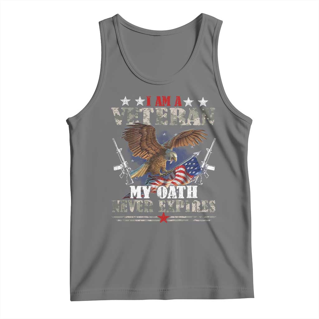 I Am A Veteran My Oath Never Expires Tank Top Veteran Day Eagle American Flag TS11 Black Heather Print Your Wear
