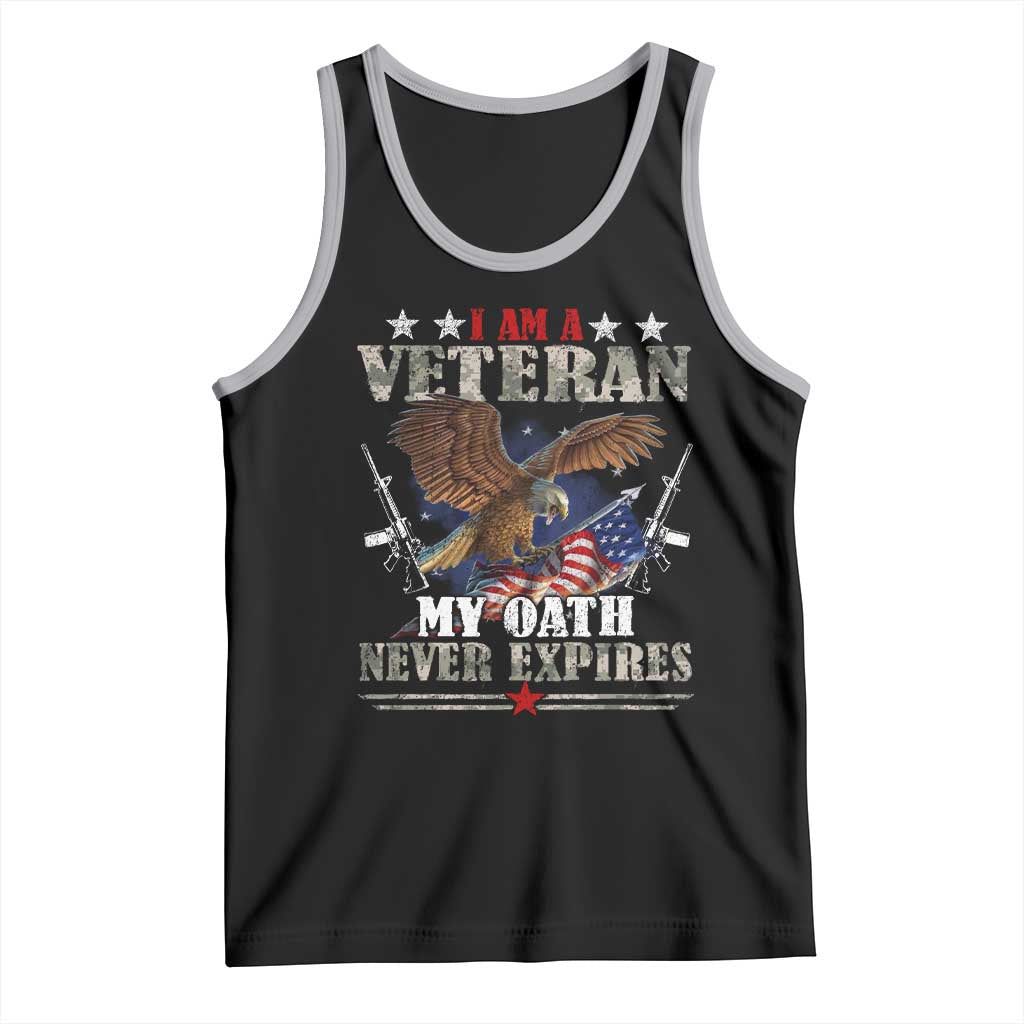 I Am A Veteran My Oath Never Expires Tank Top Veteran Day Eagle American Flag TS11 Black Athletic Heather Print Your Wear