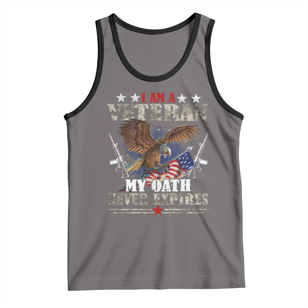 I Am A Veteran My Oath Never Expires Tank Top Veteran Day Eagle American Flag TS11 Deep Heather Black Print Your Wear