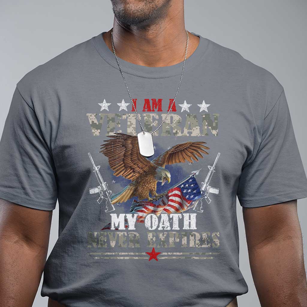 I Am A Veteran My Oath Never Expires T Shirt Veteran Day Eagle American Flag TS11 Charcoal Print Your Wear