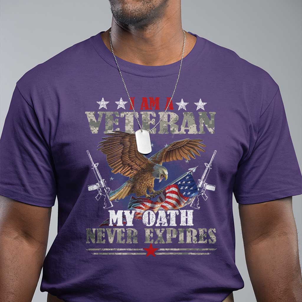 I Am A Veteran My Oath Never Expires T Shirt Veteran Day Eagle American Flag TS11 Purple Print Your Wear