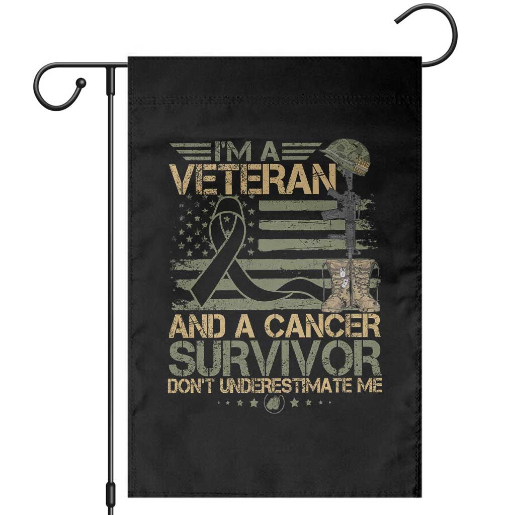 I Am A Veteran And A Cancer Survivor Don't Underestimate Me Garden Flag Vintage Camo American Flag TS11 Black Print Your Wear