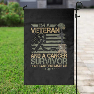 I Am A Veteran And A Cancer Survivor Don't Underestimate Me Garden Flag Vintage Camo American Flag TS11 Print Your Wear
