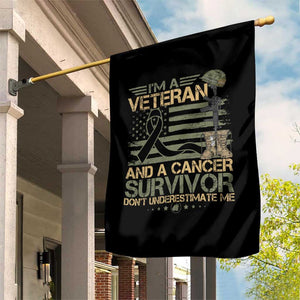 I Am A Veteran And A Cancer Survivor Don't Underestimate Me Garden Flag Vintage Camo American Flag TS11 Print Your Wear