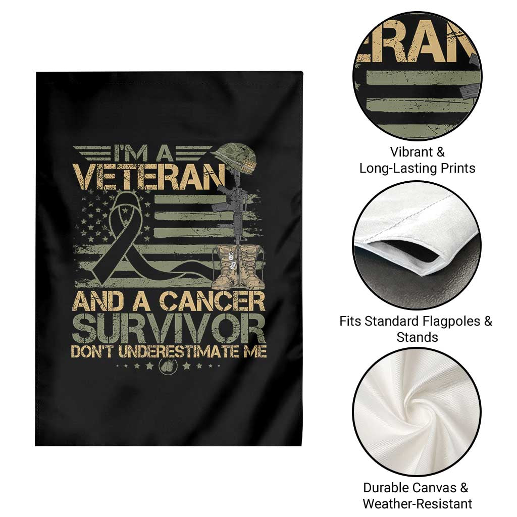 I Am A Veteran And A Cancer Survivor Don't Underestimate Me Garden Flag Vintage Camo American Flag TS11 Print Your Wear