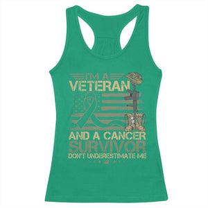 I Am A Veteran And A Cancer Survivor Don't Underestimate Me Racerback Tank Top Vintage Camo American Flag TS11 Irish Green Print Your Wear