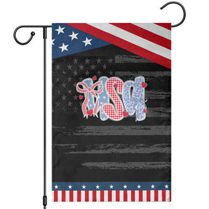 Funny USA Patriotic 4th of July Coquette Bow Garden Flag TS11 Distressed Black Blue Print Your Wear