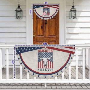 Funny 4th Of July Western Patriotic Fan Flag America EST 1776 Long Horn Skull