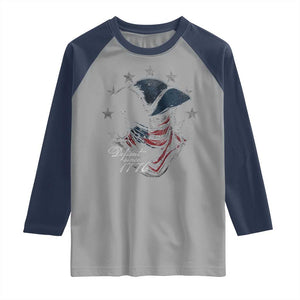 Funny Defiant Since 1776 Raglan Shirt Minutemen American Revolution TS11 Sport Gray Navy Print Your Wear