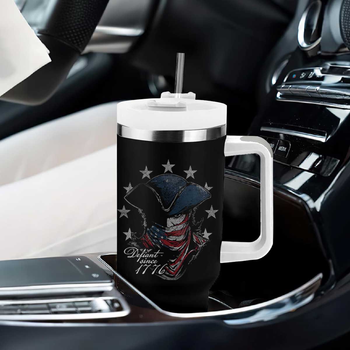 Funny Defiant Since 1776 Tumbler With Handle Minutemen American Revolution TS11 Print Your Wear
