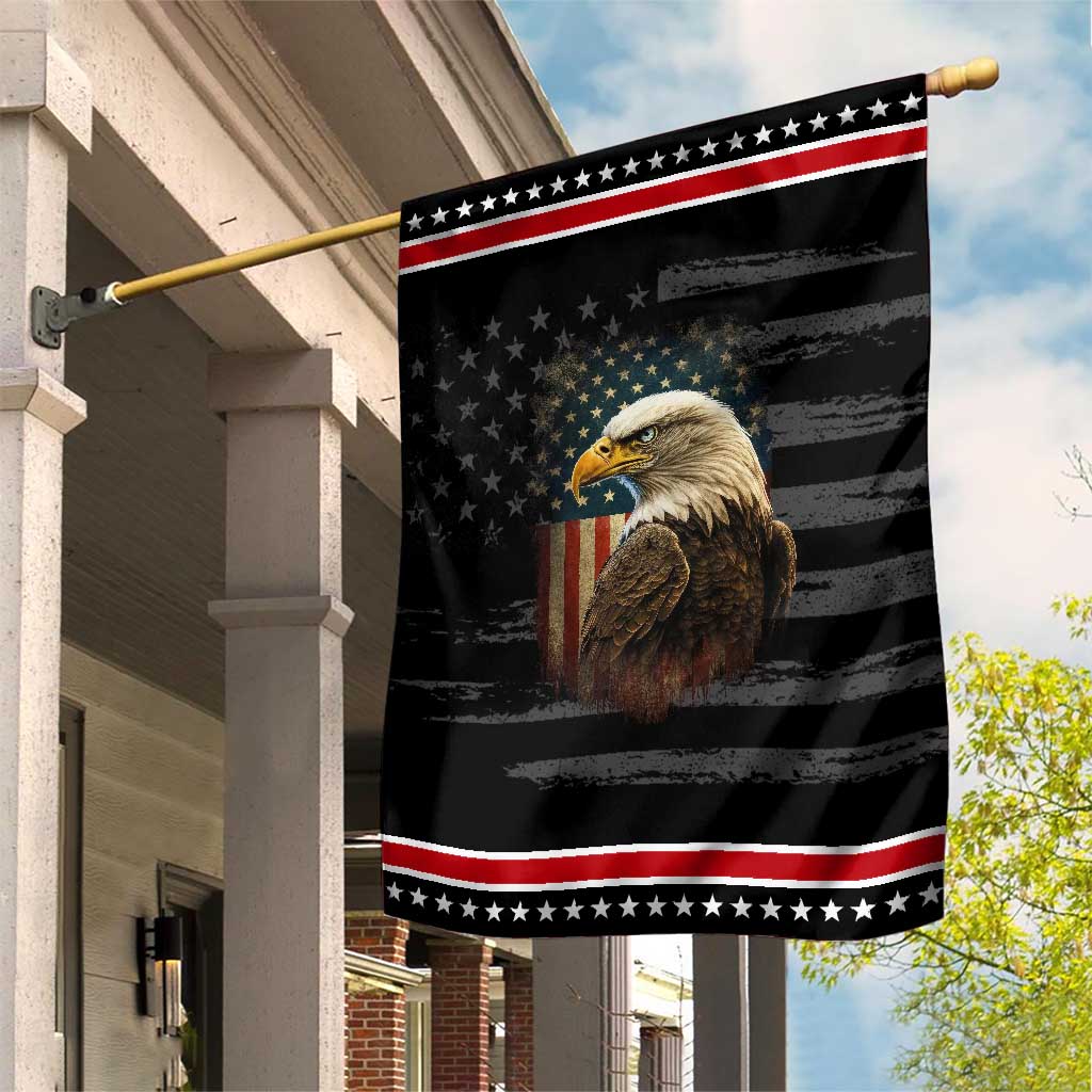 Funny American Flag Bald Eagle Patriotic 4th of July Patriotic Garden Flag TS11 Distressed Black Red Print Your Wear
