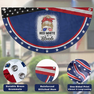Funny 4th Of July Red White And Blonde Patriotic Fan Flag Messy Bun Girl American Flag Sunglasses TS11 Print Your Wear