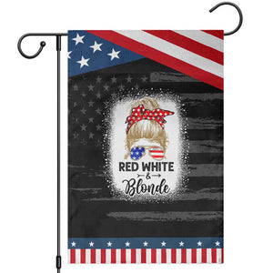 Funny 4th Of July Red White And Blonde Garden Flag Messy Bun Girl American Flag Sunglasses TS11 Distressed Black Blue Print Your Wear