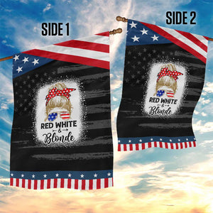 Funny 4th Of July Red White And Blonde Garden Flag Messy Bun Girl American Flag Sunglasses TS11 Print Your Wear