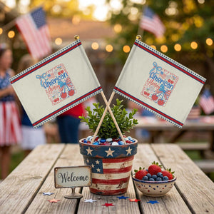 Funny 4th Of July American Honey Patriotic Handheld Flag USA Independence Day Coquette TS11 Modern 8.2" × 5.5" Beige Red Print Your Wear