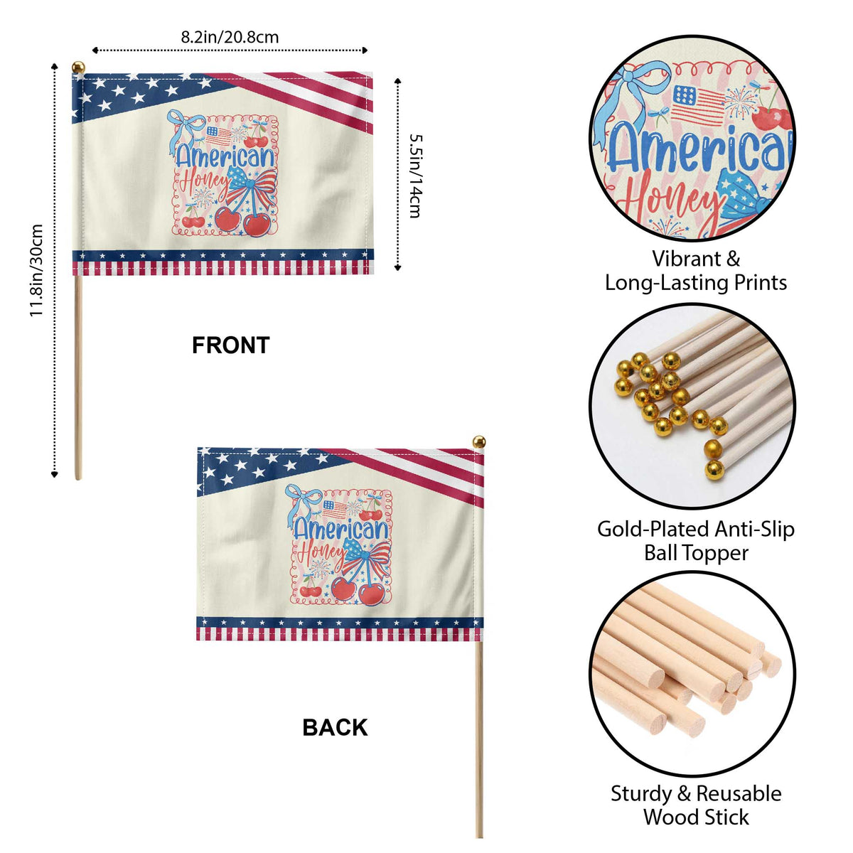 Funny 4th Of July American Honey Patriotic Handheld Flag USA Independence Day Coquette TS11 Print Your Wear