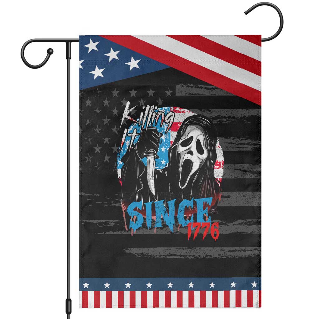 Funny Killing It Since 1776 Garden Flag Horror Movie 4th Of July USA Ghost TS11 Distressed Black Blue Print Your Wear