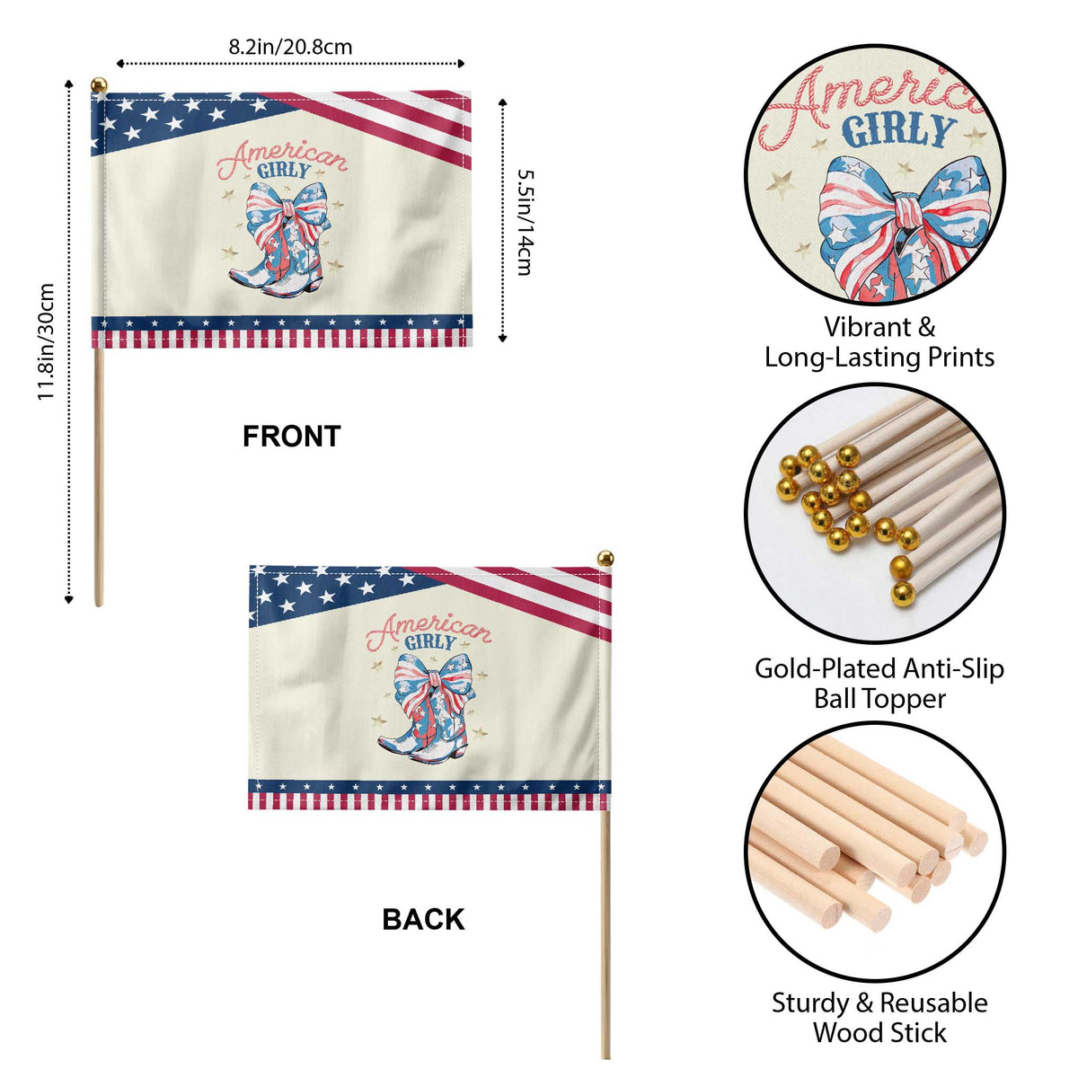 Funny 4th Of July Country Cowgirl Patriotic Handheld Flag American Girly Western Cowboy Boots TS11 Print Your Wear