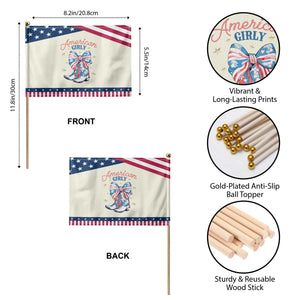 Funny 4th Of July Country Cowgirl Patriotic Handheld Flag American Girly Western Cowboy Boots TS11 Print Your Wear