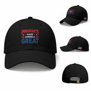 Funny Immigrants Make America Great Baseball Cap Stars Stripes TS11 Baseball Cap Universal Fit Black Print Your Wear