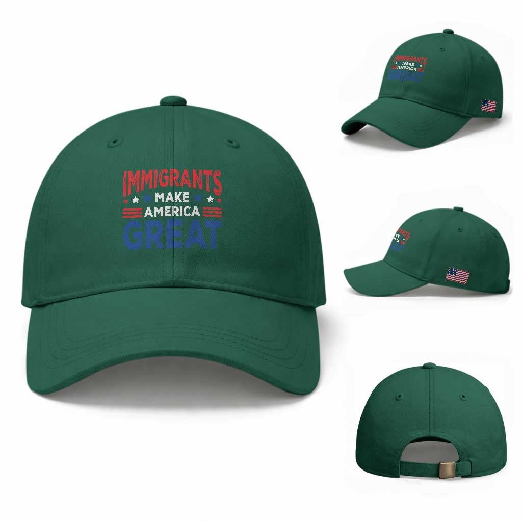 Funny Immigrants Make America Great Baseball Cap Stars Stripes TS11 Baseball Cap Universal Fit Irish Green Print Your Wear