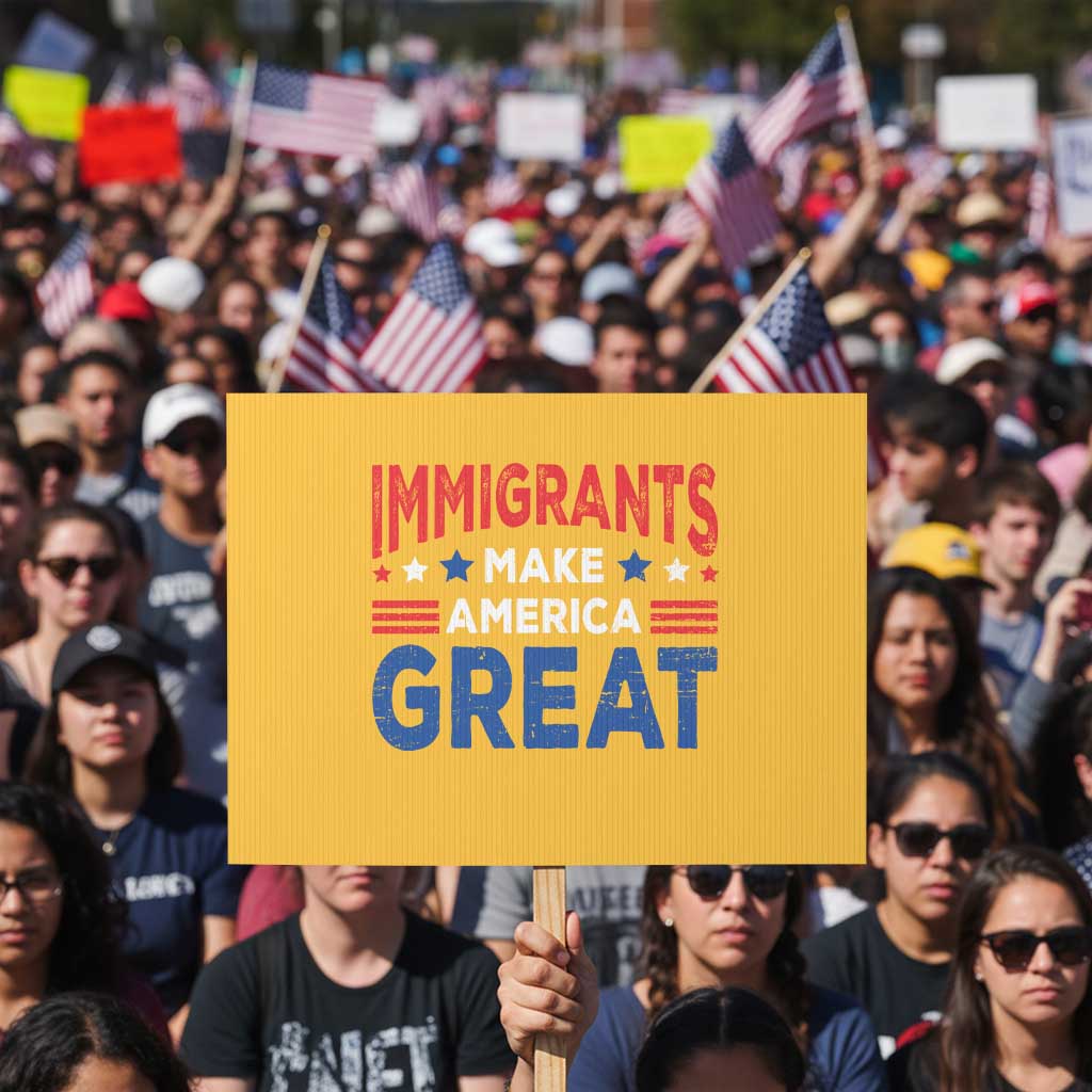 Funny Immigrants Make America Great Protest Sign Stars Stripes TS11 Horizontal 18