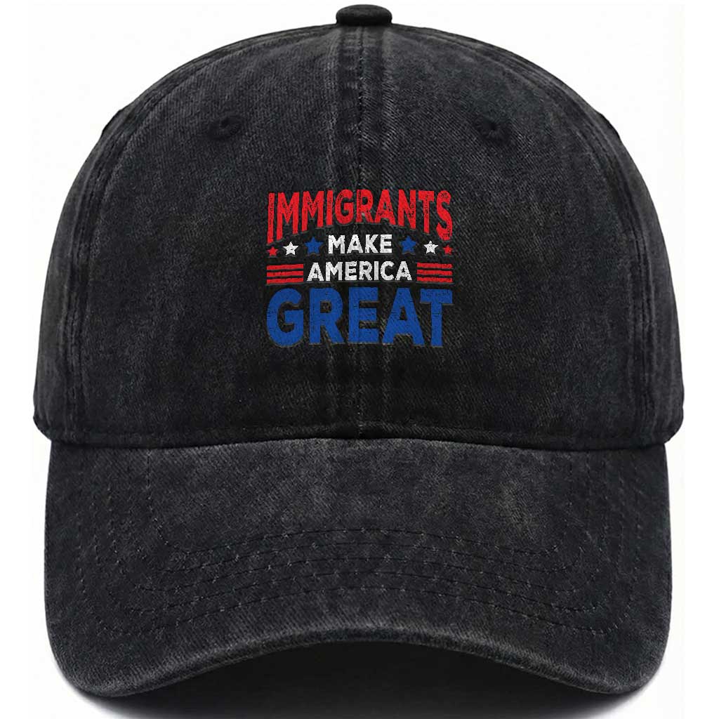 Funny Immigrants Make America Great Washed Cotton Baseball Cap Stars Stripes TS11 Print Your Wear