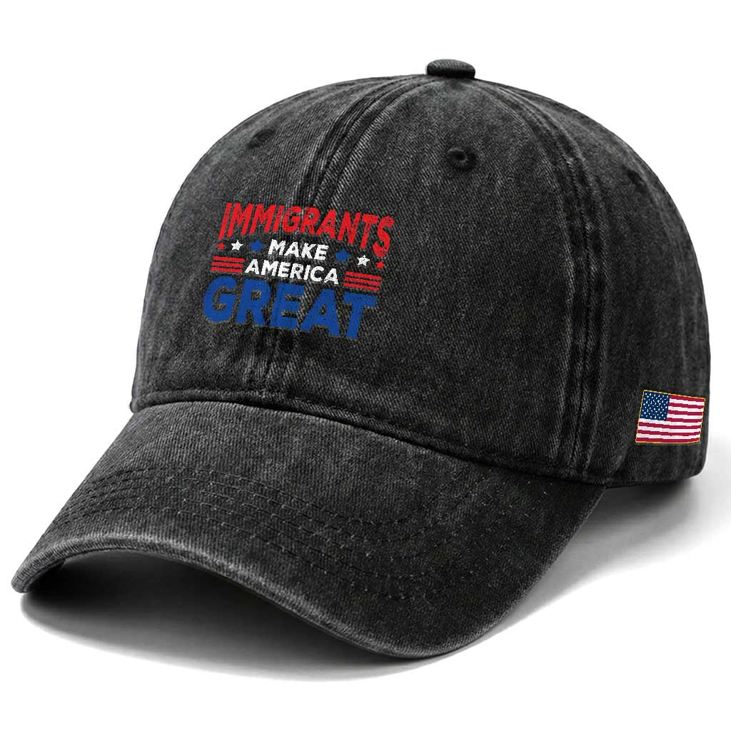 Funny Immigrants Make America Great Washed Cotton Baseball Cap Stars Stripes TS11 Print Your Wear