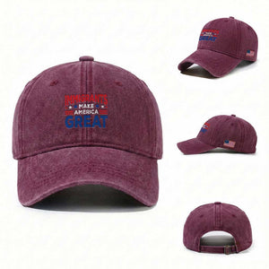 Funny Immigrants Make America Great Washed Cotton Baseball Cap Stars Stripes TS11 Washed Cap Universal Fit Burgundy Print Your Wear