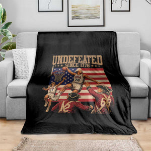 4th of July Basketball Undefeated Since 1776 Throw Blanket Funny Founding Fathers