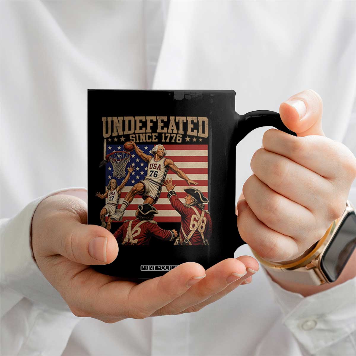 4th of July Basketball Undefeated Since 1776 Coffee Mug Funny Founding Fathers