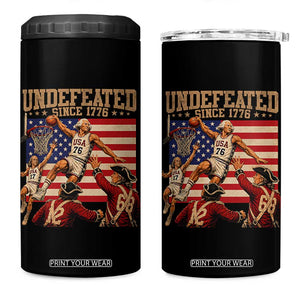 4th of July Basketball Undefeated Since 1776 4 in 1 Can Cooler Tumbler Funny Founding Fathers