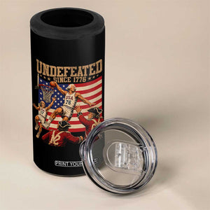 4th of July Basketball Undefeated Since 1776 4 in 1 Can Cooler Tumbler Funny Founding Fathers