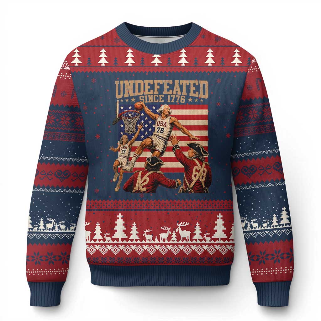 4th of July Basketball Undefeated Since 1776 Ugly Christmas Sweater Funny Founding Fathers
