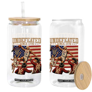 4th of July Basketball Undefeated Since 1776 Glass Can Funny Founding Fathers