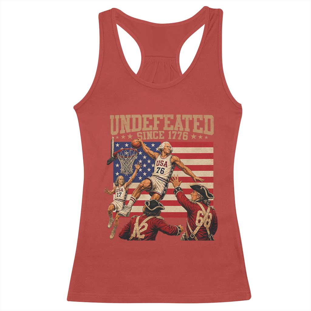 4th of July Basketball Undefeated Since 1776 Racerback Tank Top Funny Founding Fathers