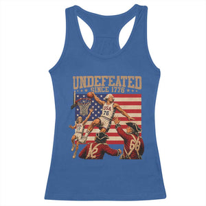 4th of July Basketball Undefeated Since 1776 Racerback Tank Top Funny Founding Fathers