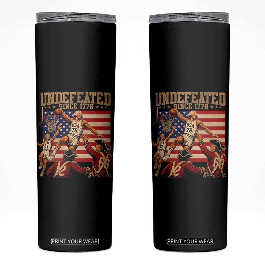 4th of July Basketball Undefeated Since 1776 Skinny Tumbler Funny Founding Fathers