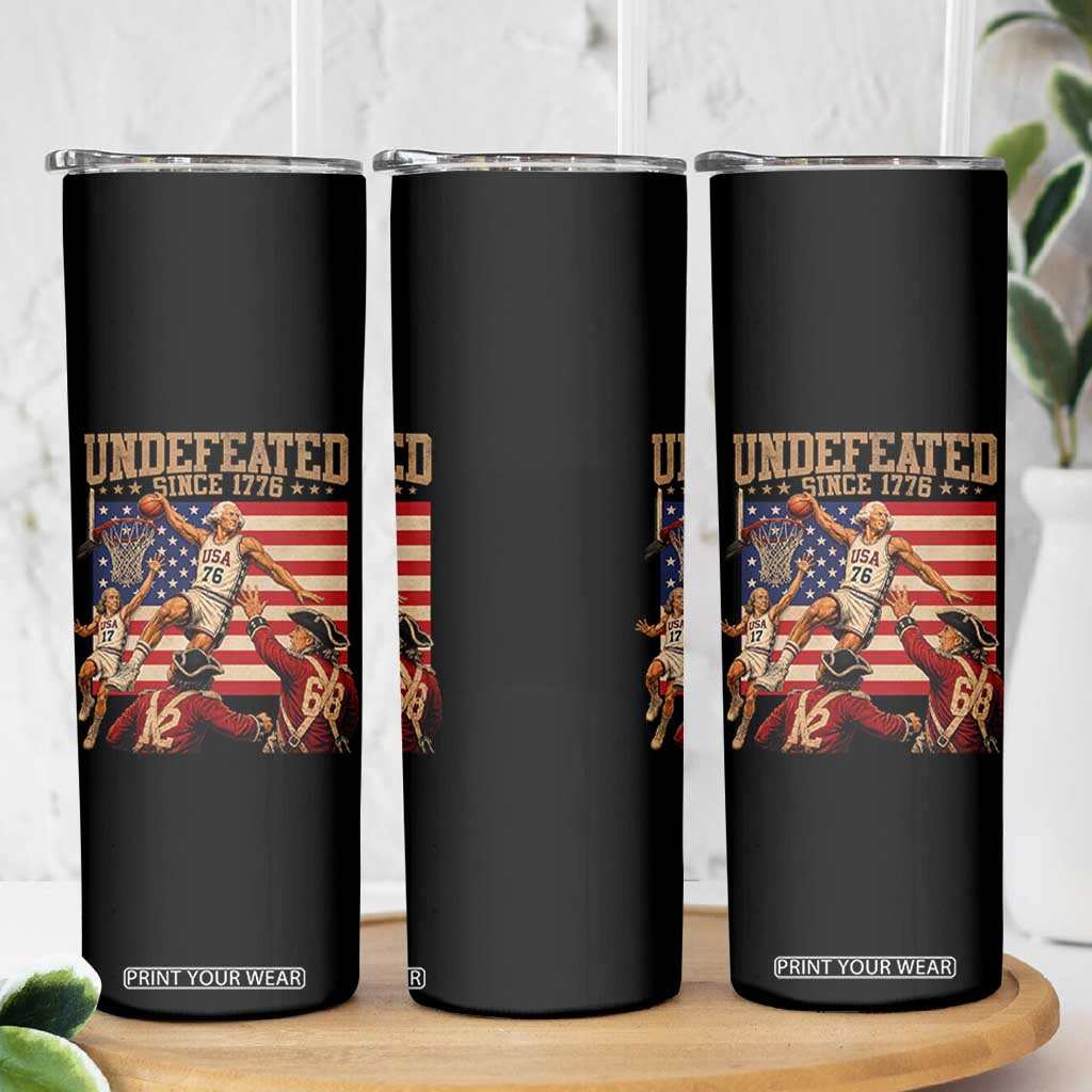 4th of July Basketball Undefeated Since 1776 Skinny Tumbler Funny Founding Fathers