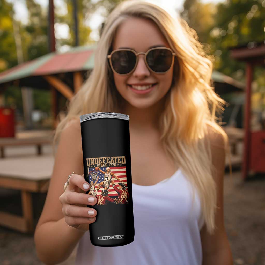 4th of July Basketball Undefeated Since 1776 Skinny Tumbler Funny Founding Fathers