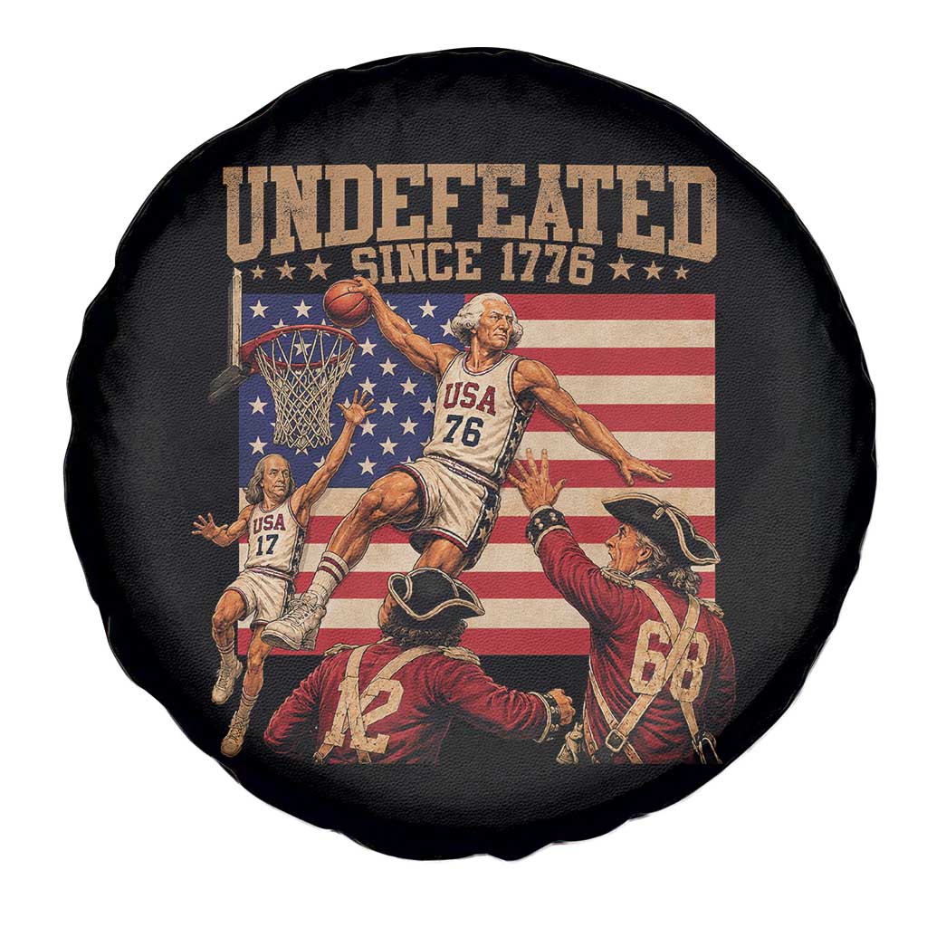 4th of July Basketball Undefeated Since 1776 Spare Tire Cover Funny Founding Fathers